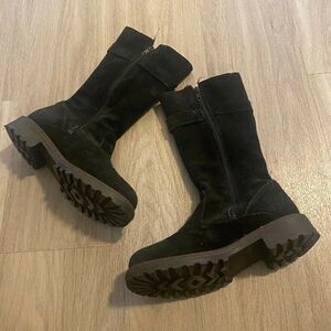 Maxine Of Canada Womens Black Suede Block Heel Side Zip Snow Boot Size US 6.5 M